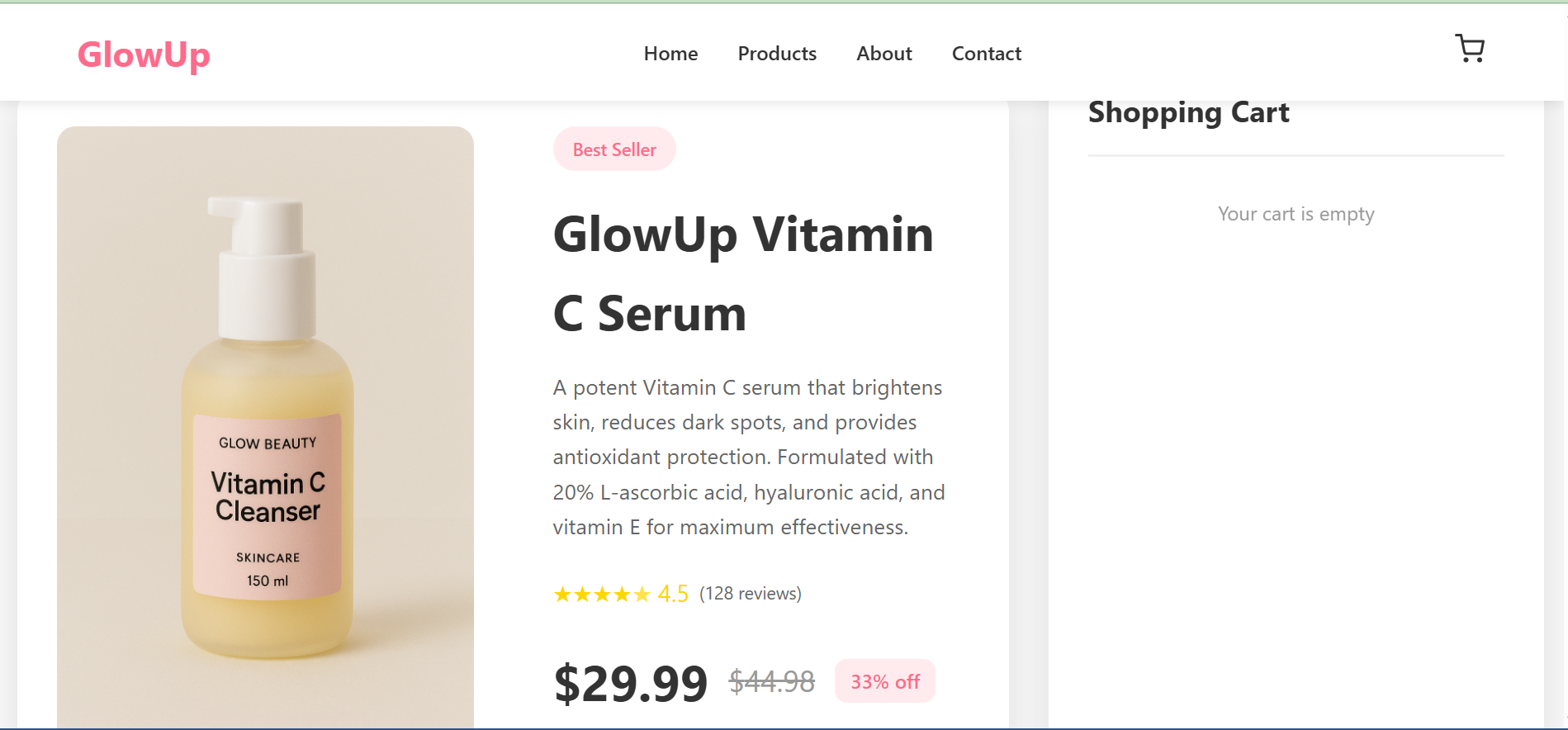 Vitamin C Serum E-commerce Page