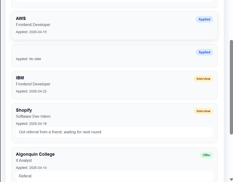 Job Application Tracker screenshot 2